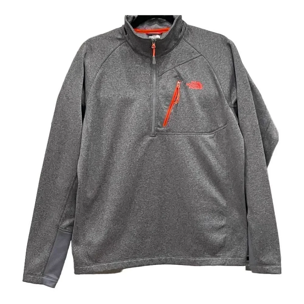 THE NORTH FACE Fleece Quarter Zip Pullover for Men in Heather Grey Red Medium